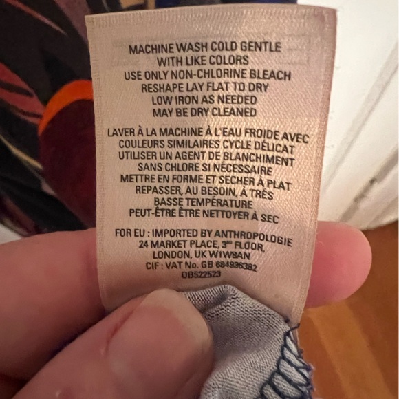 Anthropologie Maeve purple mini dress with vibrant tropical print w/pockets L - Picture 7 of 7